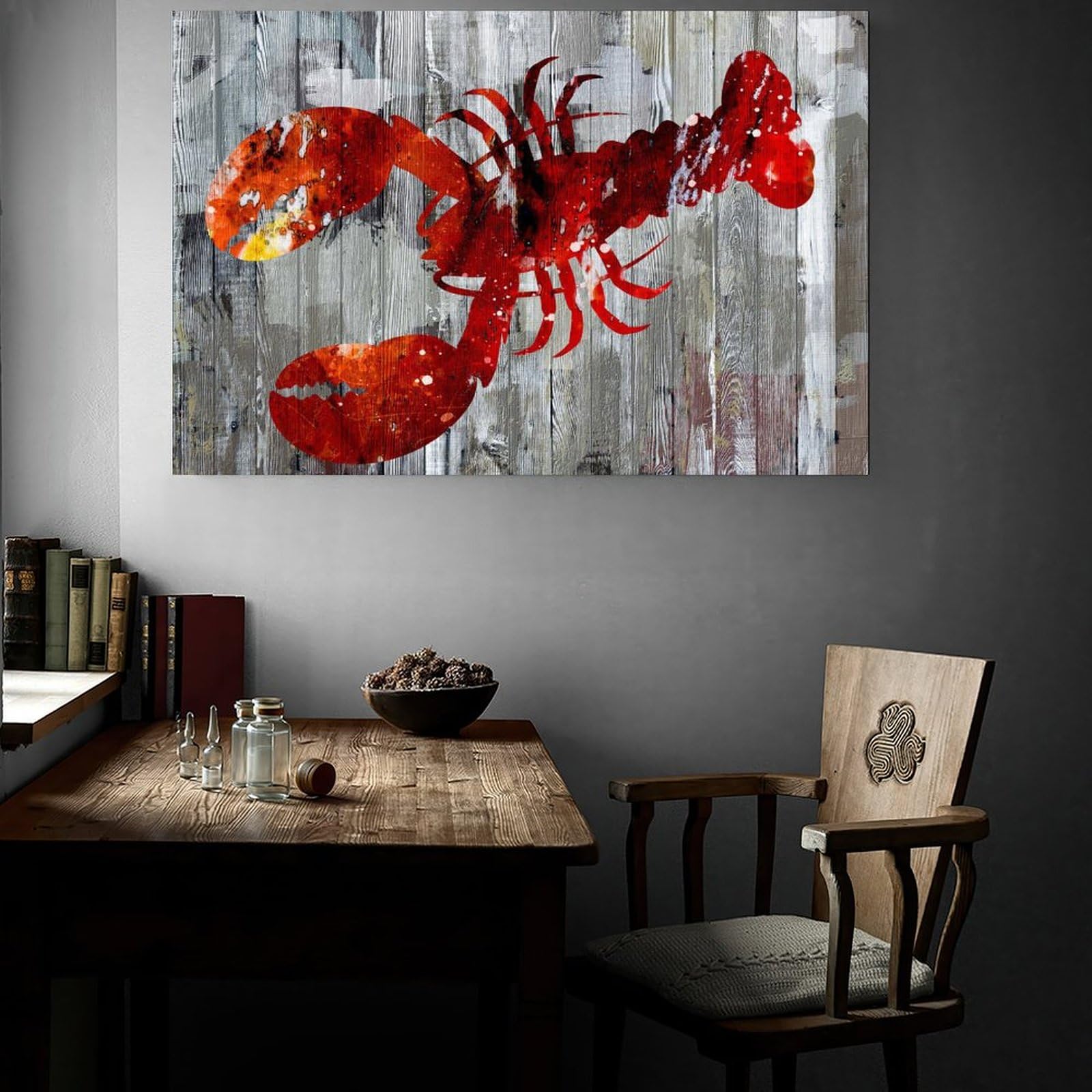 Aragosta astratta aragosta creatura marina animale marino moderno da appendere alla parete per soggiorno, decorazione artistica da parete poster per casa, bar, ristorante, garage, caffetteria, logo