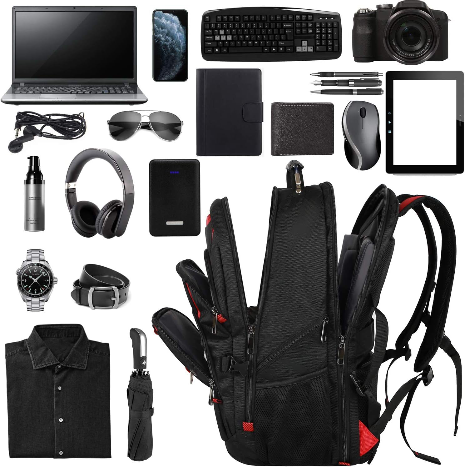 18.4 Laptop Backpack for Men, 55L Extra Large Gaming Laptops Backpack with USB Charger Port,TSA Friendly Flight Approved and RFID Anti-Theft Pocket,Water Resistant Suiltable for Traveling & Business