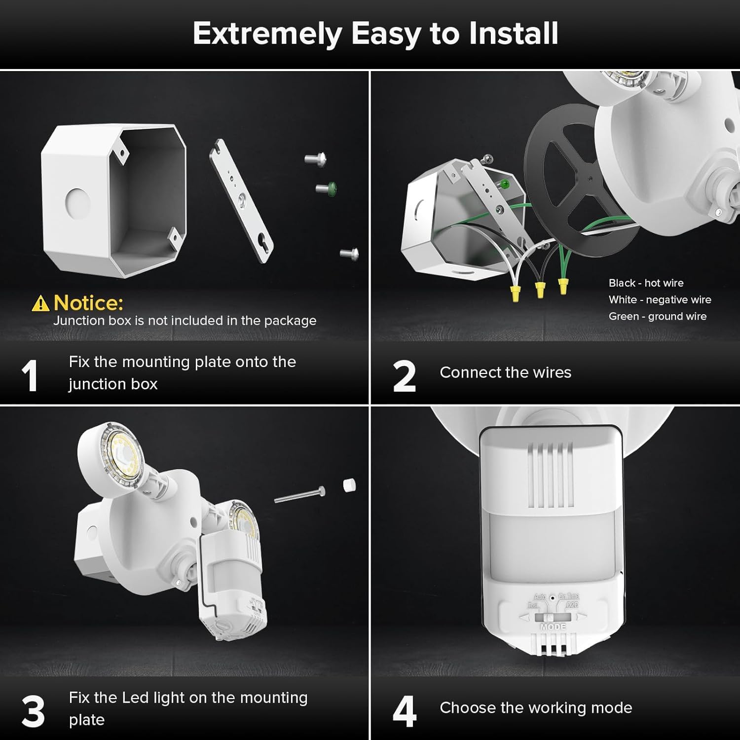 SANSI Upgraded Motion Sensor Outdoor Security Lights with Remote, 25W 3000LM Super Bright Security Lights for Garage Yard Porch, 5000K Daylight, Dusk to Dawn, IP65 Waterproof, ETL Listed, White