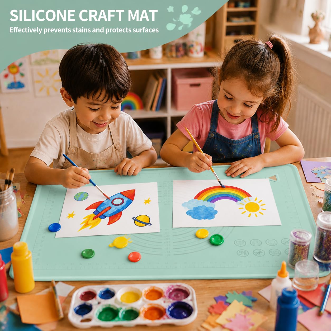 Alfombrilla de silicona para hornear, 20 x 28 pulgadas, alfombrilla de silicona antiadherente extragrande con borde alto, alfombrilla de silicona de grado alimenticio para hacer galletas, macarrones