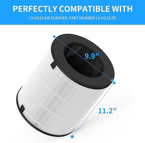 Miniatura 2 de Paquete de 1 filtro de repuesto LV-H133 compatible con purificador LV-H133, número de pieza LV-H133-RF, sistema de filtración 3 en 1
