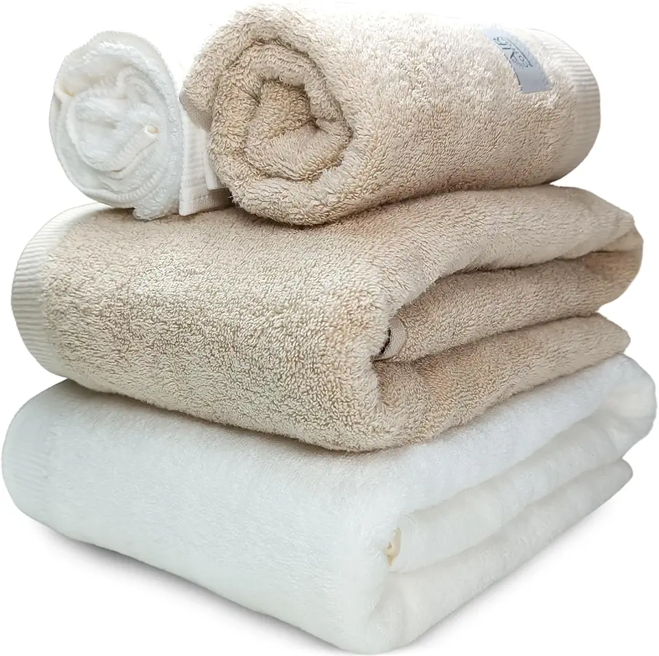 Jogo de Banho Gigante Banhão Buddemeyer Dual Air 100% Algodão 4 peças Toalha Alta Absorção Macia Grossa (Branco Bege 1011/1769)