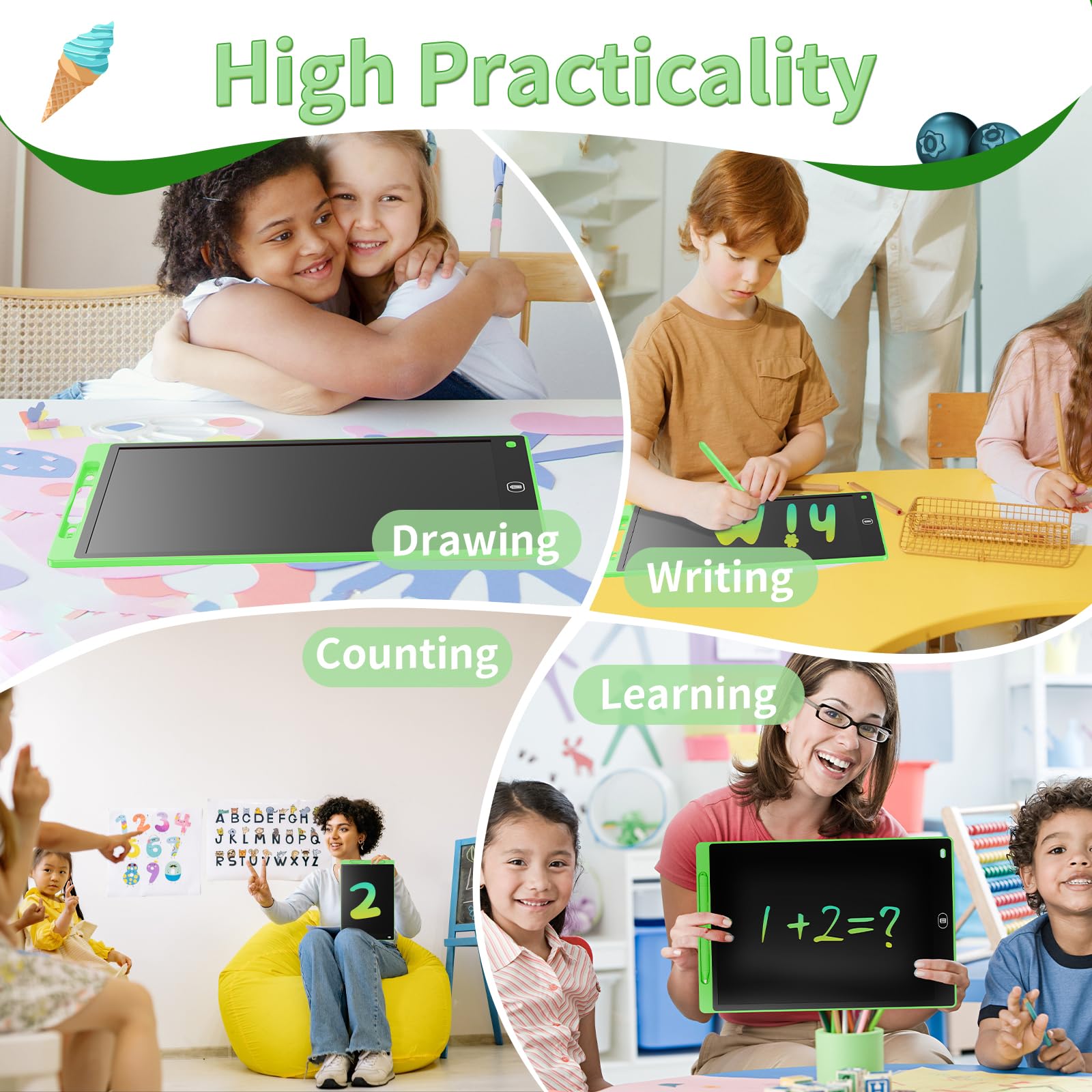 [2 Pezzi] Tavoletta Grafica LCD Scrittura Colorato 8,5 Pollici, Lavagna da Disegno Cancellabile, Regalo Bambini, Tavoletta Grafica per Giochi per 2 3 4 5 6 7 Anni (Verde&Blu)