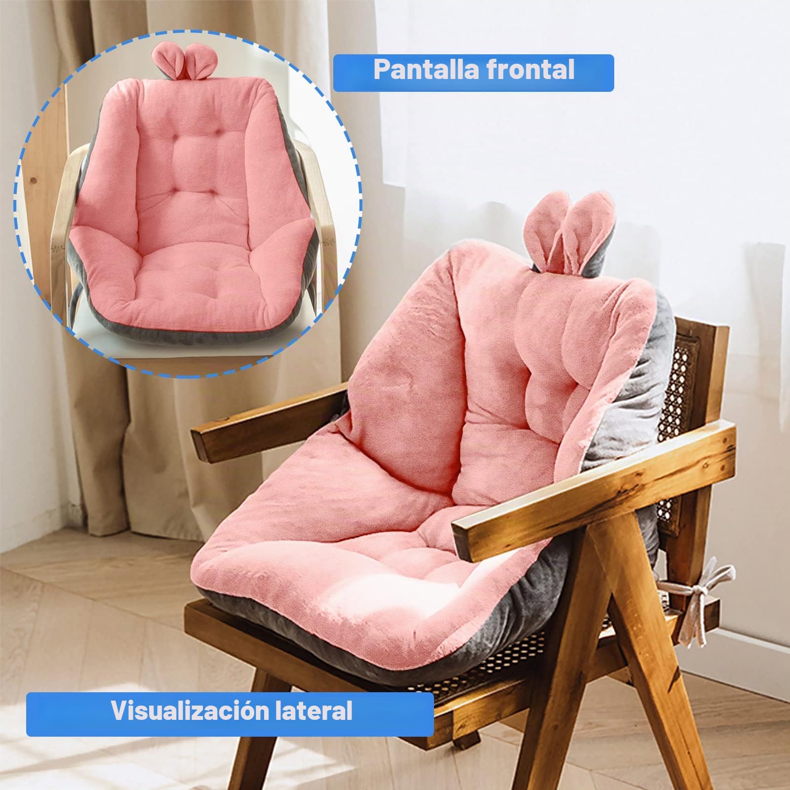 Cojín de Asiento con Respaldo de coccix antiescarchas ergonómicas para aliviar el Dolor de Espalda, Cojines de sillas de Oficina, Coche, cojín Asiento de Suelo (Rosa, 45 x 45 cm)