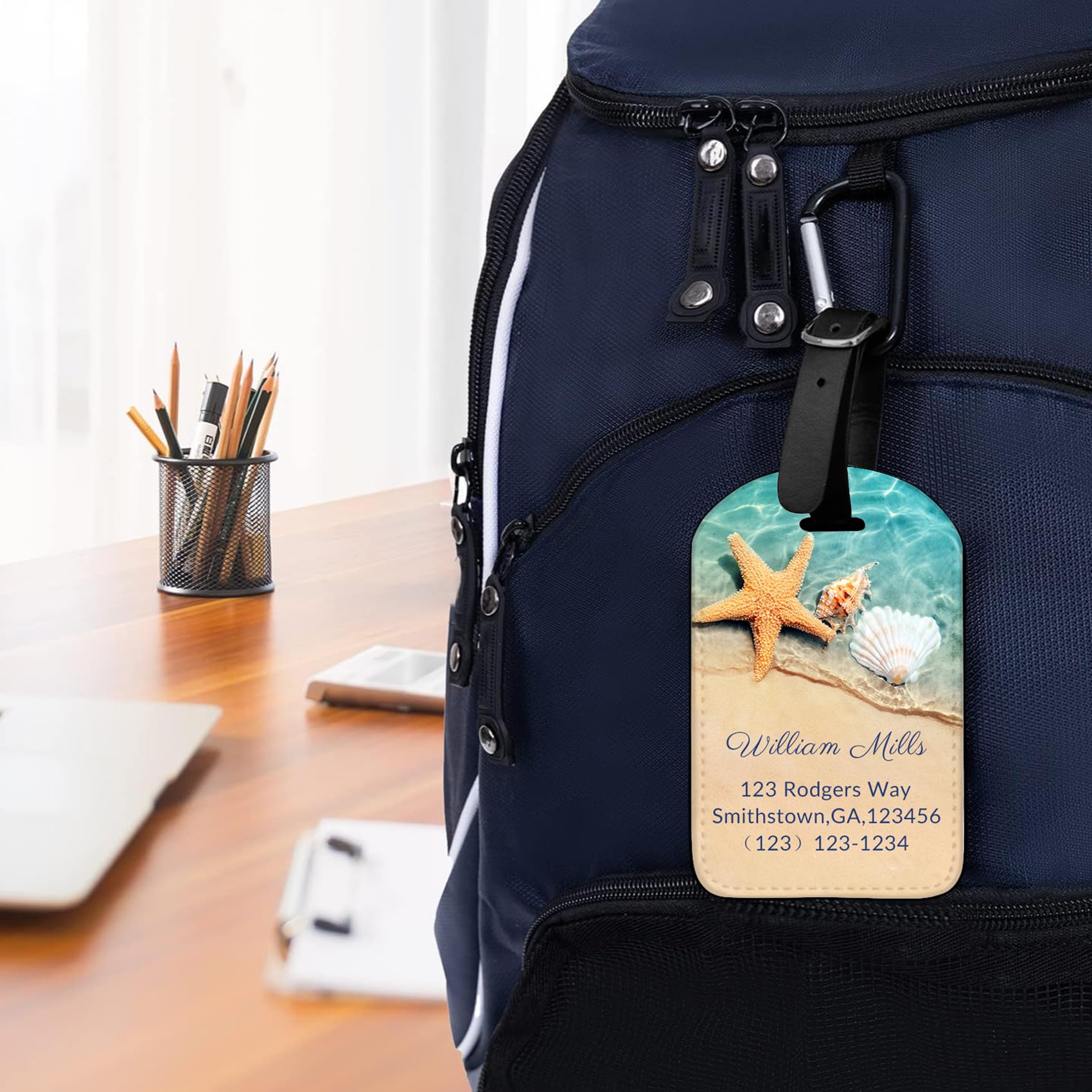 Etiqueta de equipaje personalizada con temática de playa para maletas, etiqueta de equipaje personalizada, protección de privacidad, etiquetas de viaje, etiquetas de identificación para mujeres y