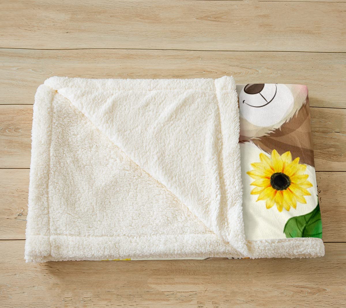 Loussiesd Coperta in pile con motivo a buffet, con motivo a bradipo e girasole e bradipo con animali Kawaii, coperta in peluche per letto, divano, bambini, adolescenti, botanica, 200 x 200 cm