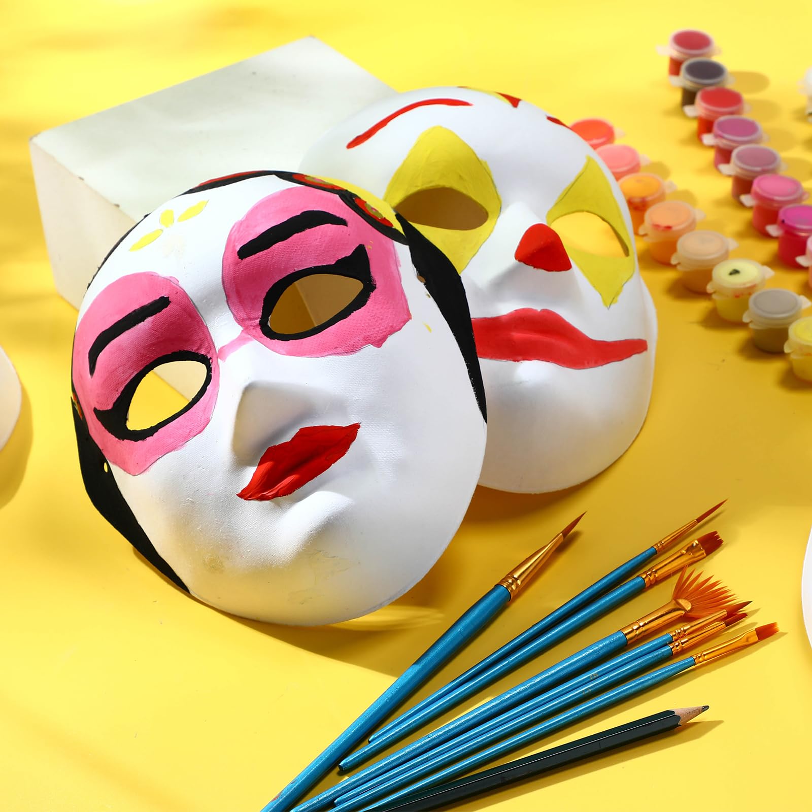 Aoriher Lot de 160 masques complets blancs en papier mâché uni à peindre pour femme, mascarade, Halloween