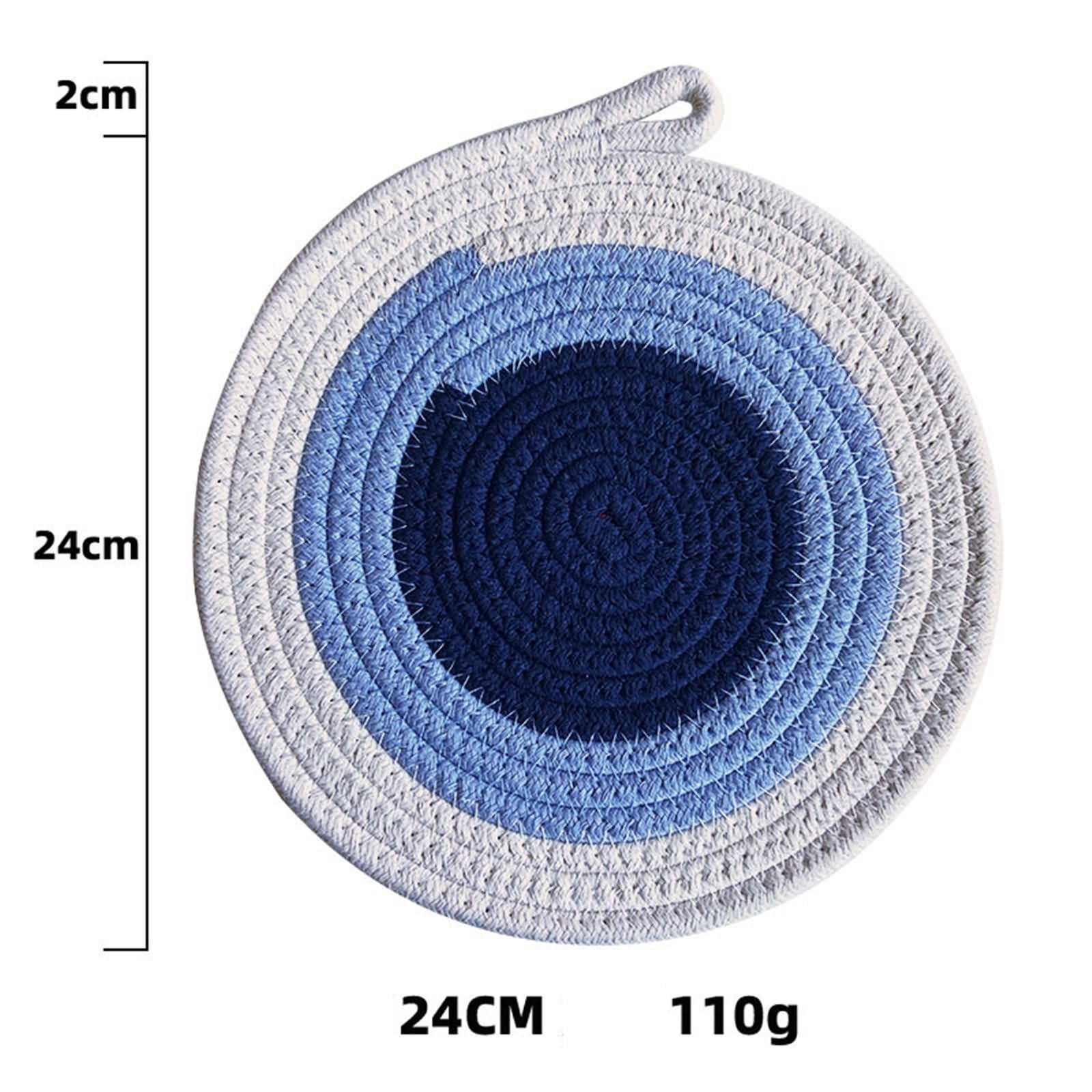 Tovaglietta 6 Pezzi, 24 CM Tovagliette per Ristorante Cotone Lino Blu, Rotondo con Tessuto