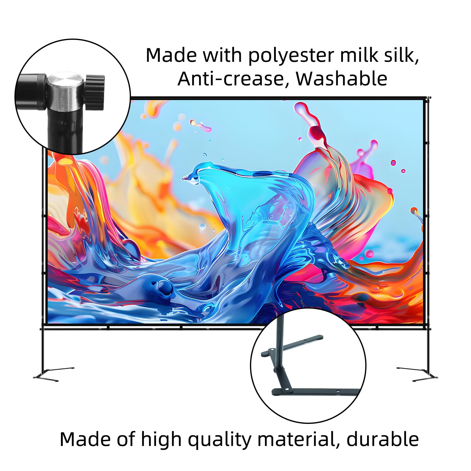 Schermo per proiettore da esterno da 120 pollici con supporto 16:9 4 K HD portatile schermo proiettore esterno interno per cortile, campeggio, teatro