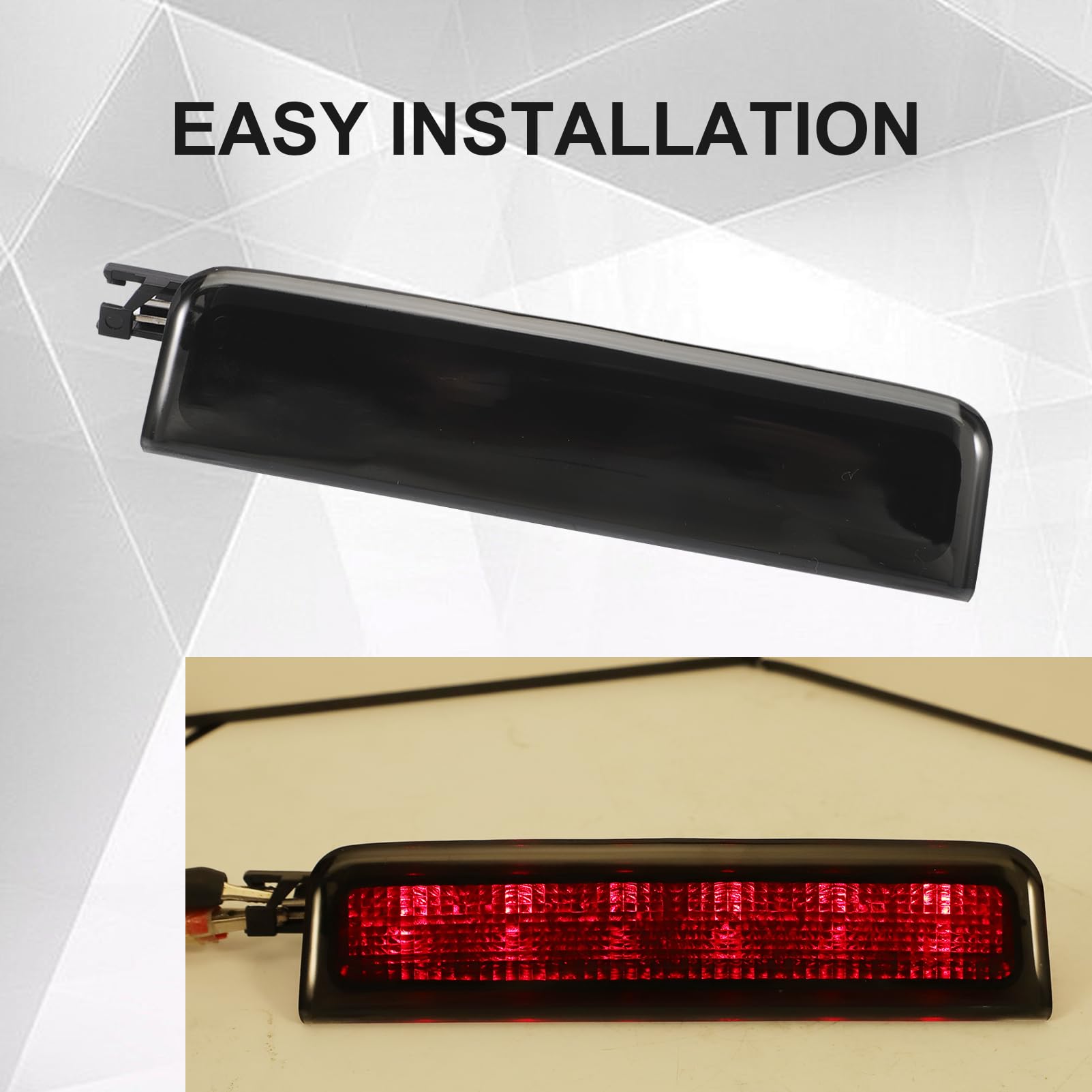 KASturbo Tercera luz de freno trasera para Caddy Mk3 2004-2015, lente negra ahumada OE: 2K0945087C