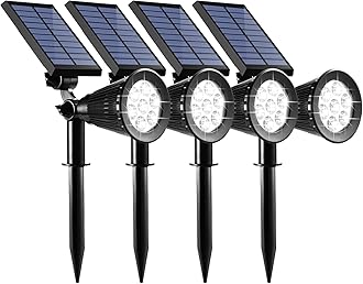 Sunklly Solar Spotlights Outdoor, 7 LEDs 2-in-1 Waterproof Adjustable Solar Powered Landscape Spotlights, 2 Lighting Modes Auto On/Off Solar Garden Lights for Lawn Tree Patio Yard Walkway (4 Pack)