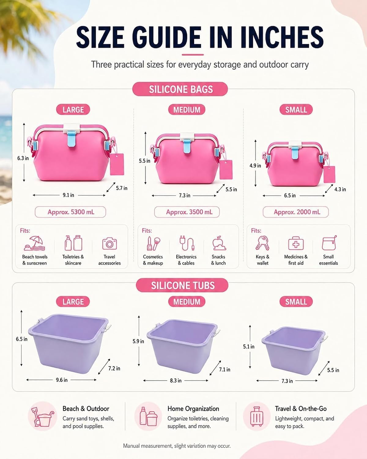Generisch Wasserdichte Schwimmtasche FüR Damen, Zusammenfaltbare Strandtasche Mit Wasserdichtem Silikonfach FüR Nasse GegenstäNde, Geeignet FüR Schwimmen, StrandausflüGe Und Poolpartys