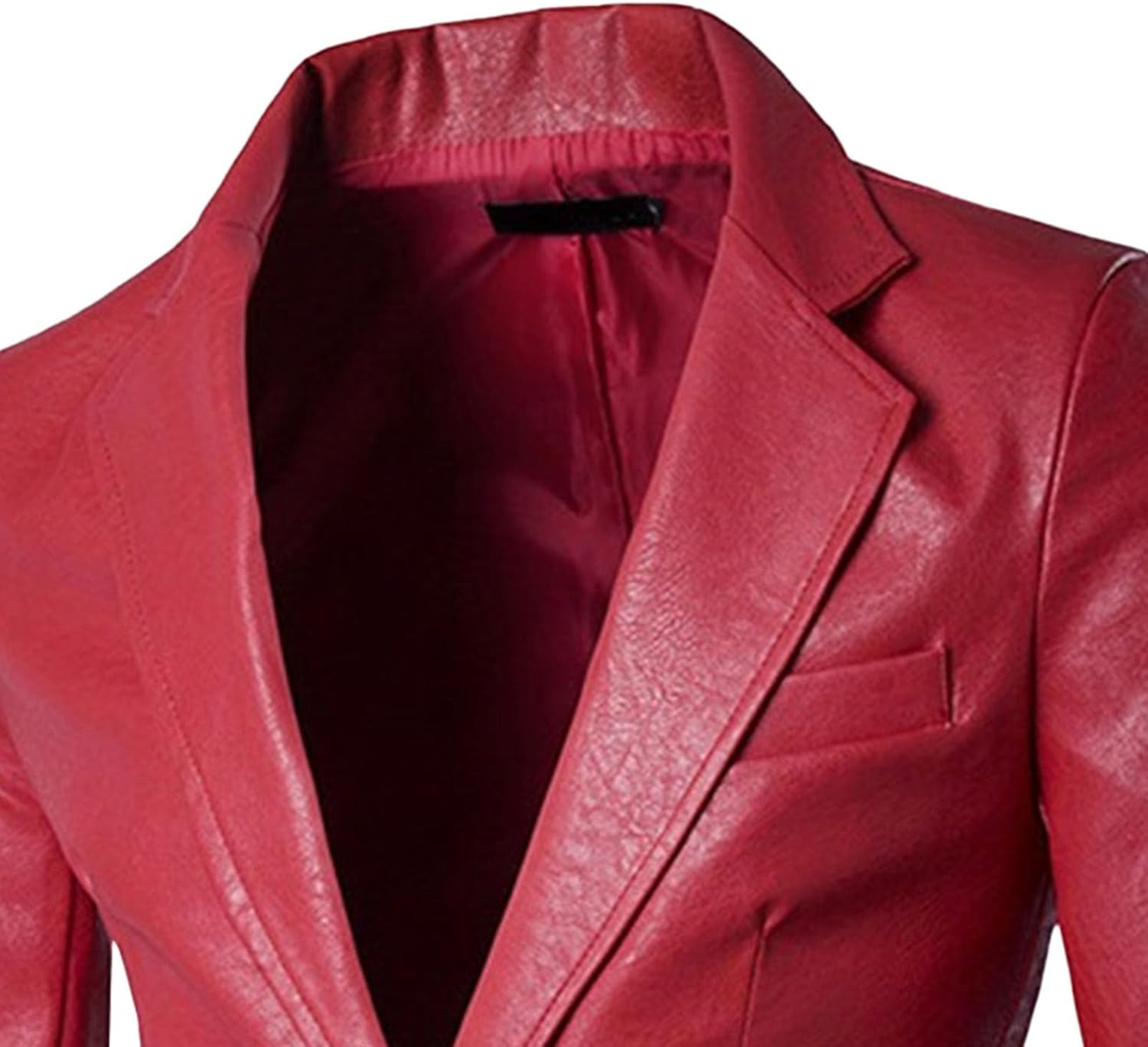Men's Button Faux Leather Blazer Coat Slim Fit Suit Casual Motorcycle Jacket Notched Lapel Business Leather Jackets