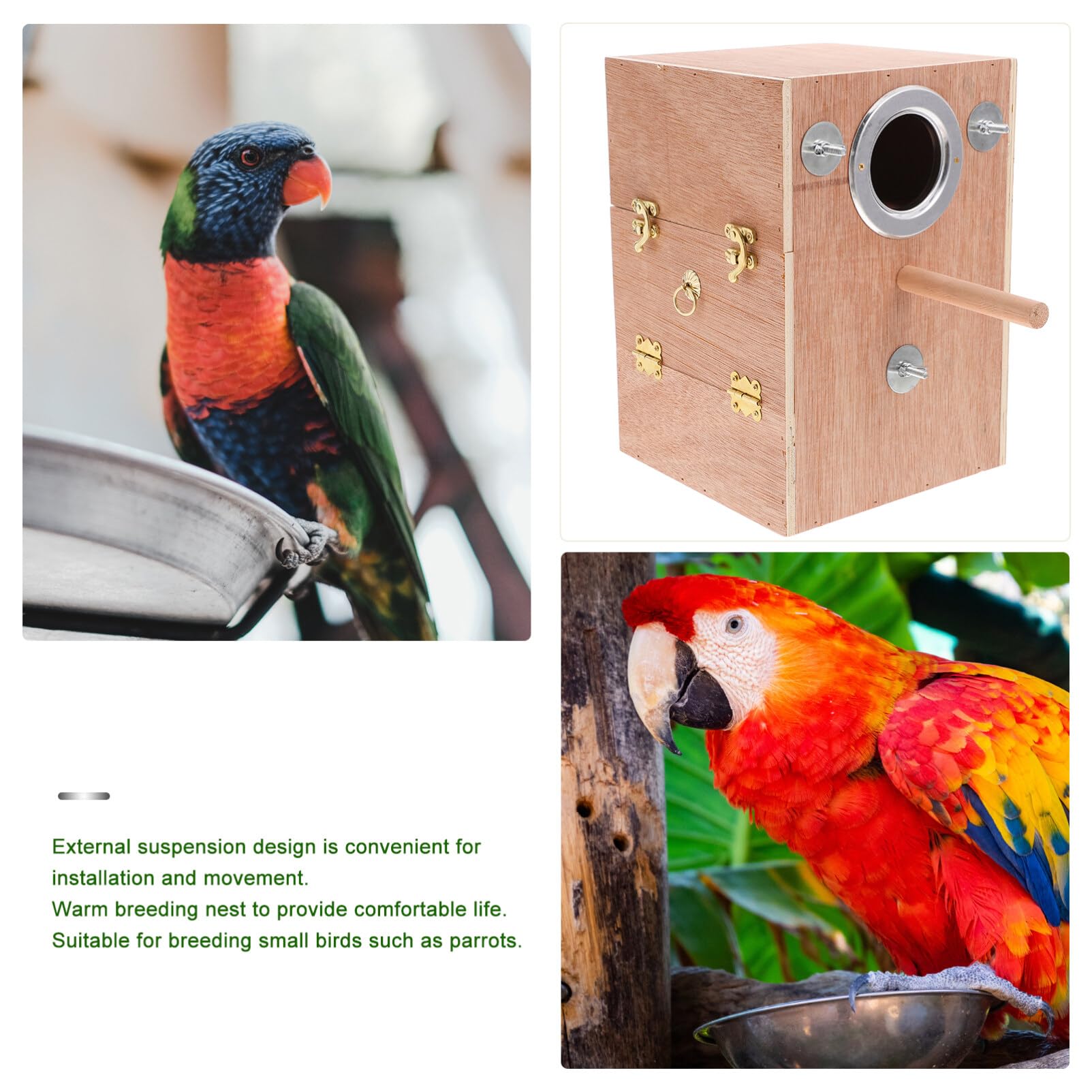 Happyyami Caja De Cría Colgante para Aves Nido De Madera Natural para Periquitos y Pájaros Pequeños Refugio Aislado y Duradero para Reproducción y Protección Exterior