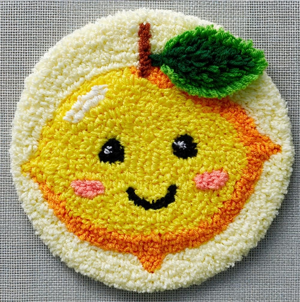 kitphoenix Circular Latch Hook Rug Kit Smiling Lemon