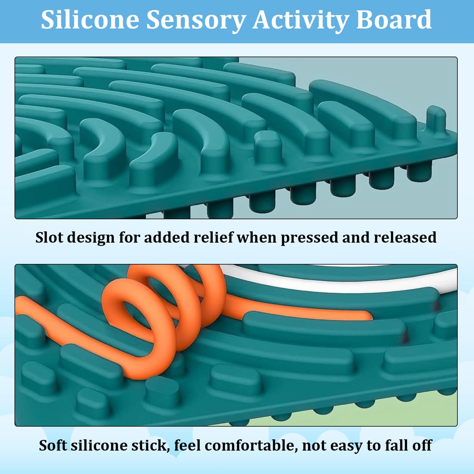Tavola Sensoriale Bifacciale In Silicone – Gioco Antistress Per Autismo E ADHD, Con 12 Cavi E Borsa Da Viaggio, Dinosauri E Unicorni