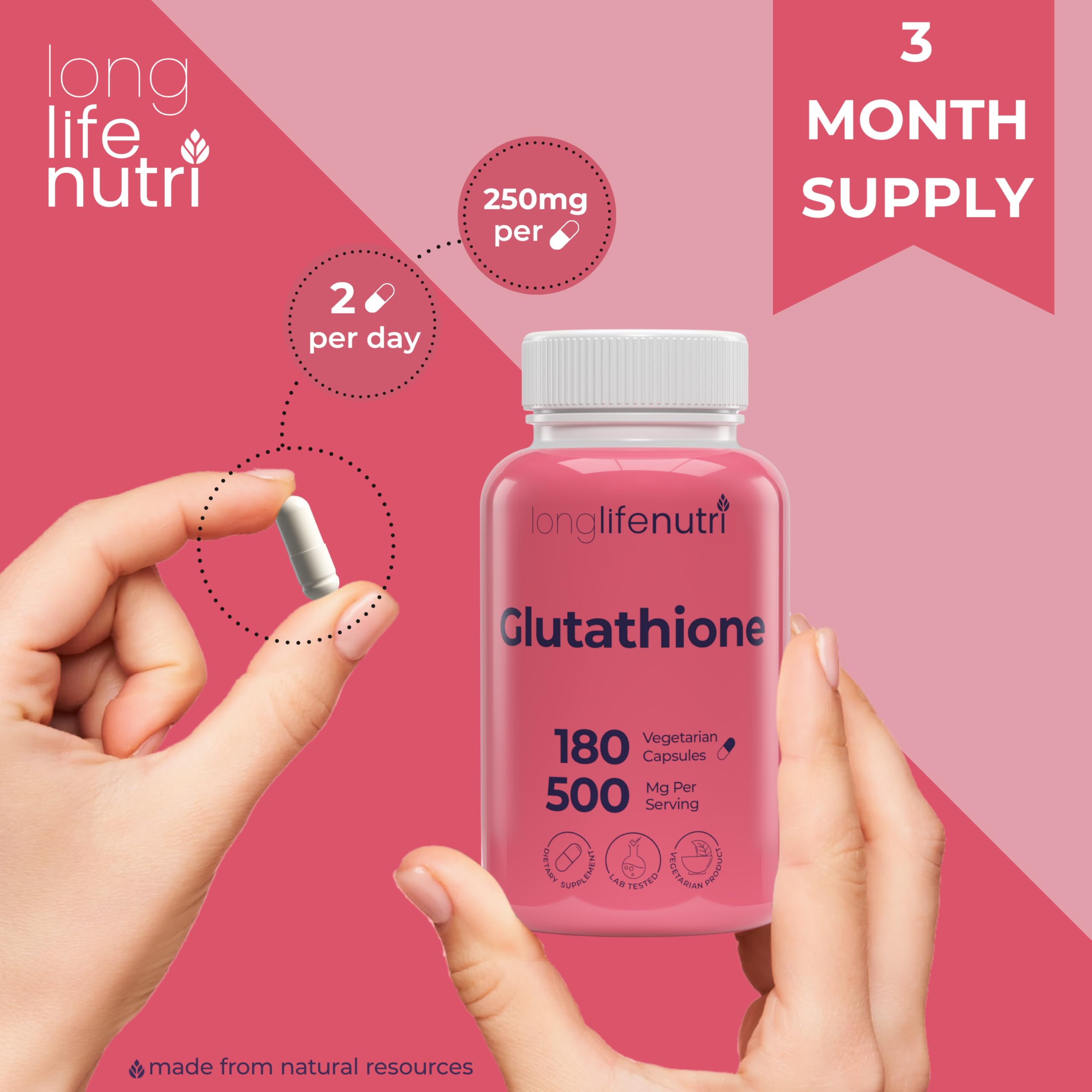 Reduced Glutathione 500mg – with White Milk Thistle and Alpha Lipoic Acid, 180 Vegetarian Capsules, Natural Antioxidant, 3-Month Supply, GMP Certified, Made in USA : Health & Household