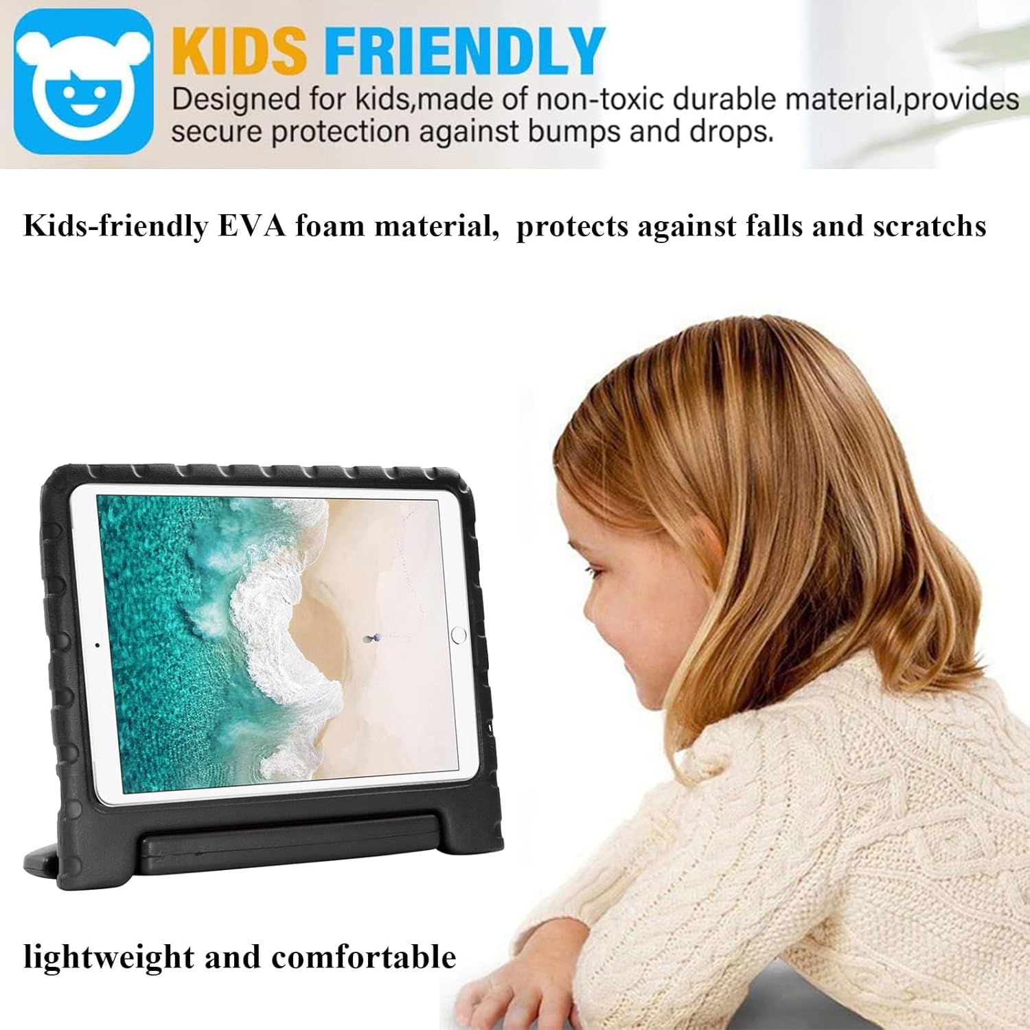 Kids Case for iPad Air 3rd Generation 10.5 inch 2019, with Rotating Handle/Convertible Stand Soft Shockproof EVA Lightweight Girl Boy Kickstand Protective Cover for iPad Air 3 10.5", Black