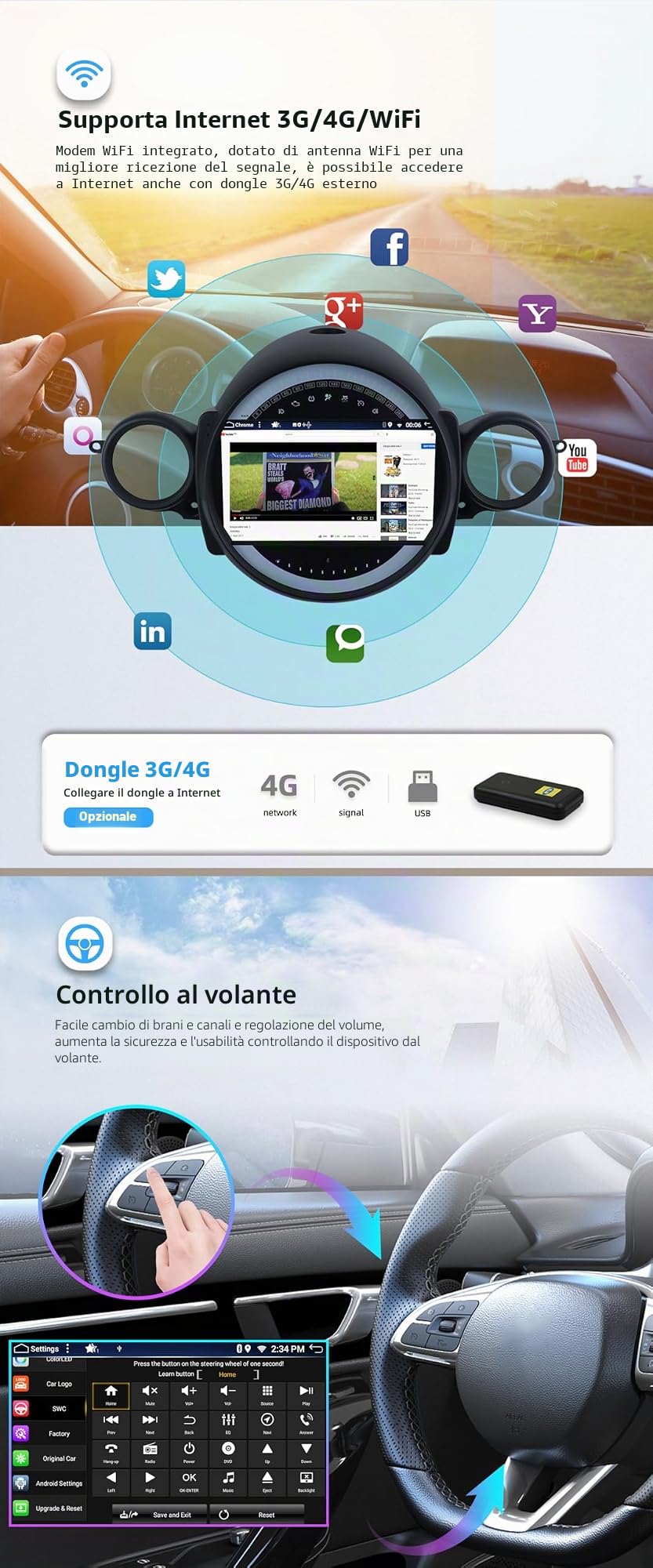 [6G+128G, Octa-Core] - Android 15 Autoradio Per BMW Mini Cooper R55 R56 (2007-2013) Radio GPS Navigation - CarPlay Android Auto - Camera & MIC - DAB Volante 360-CAM WiFi IPS 9 Pollice 2 Din