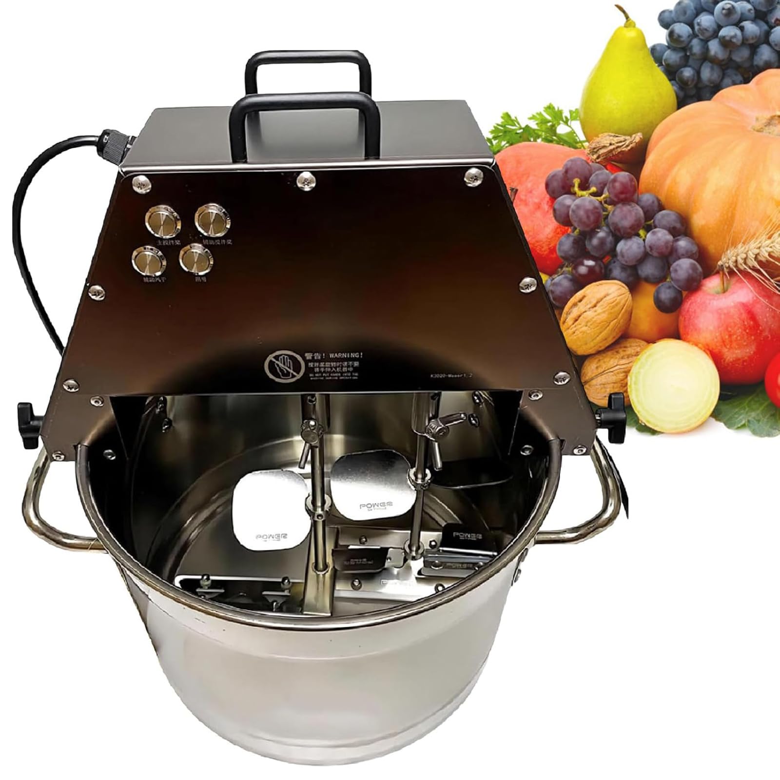 Agitador automático de alimentos para olla caliente, agitador eléctrico de alto par con gran apertura de alimentación, ventilador y luz para condimentar y mezclar salsas