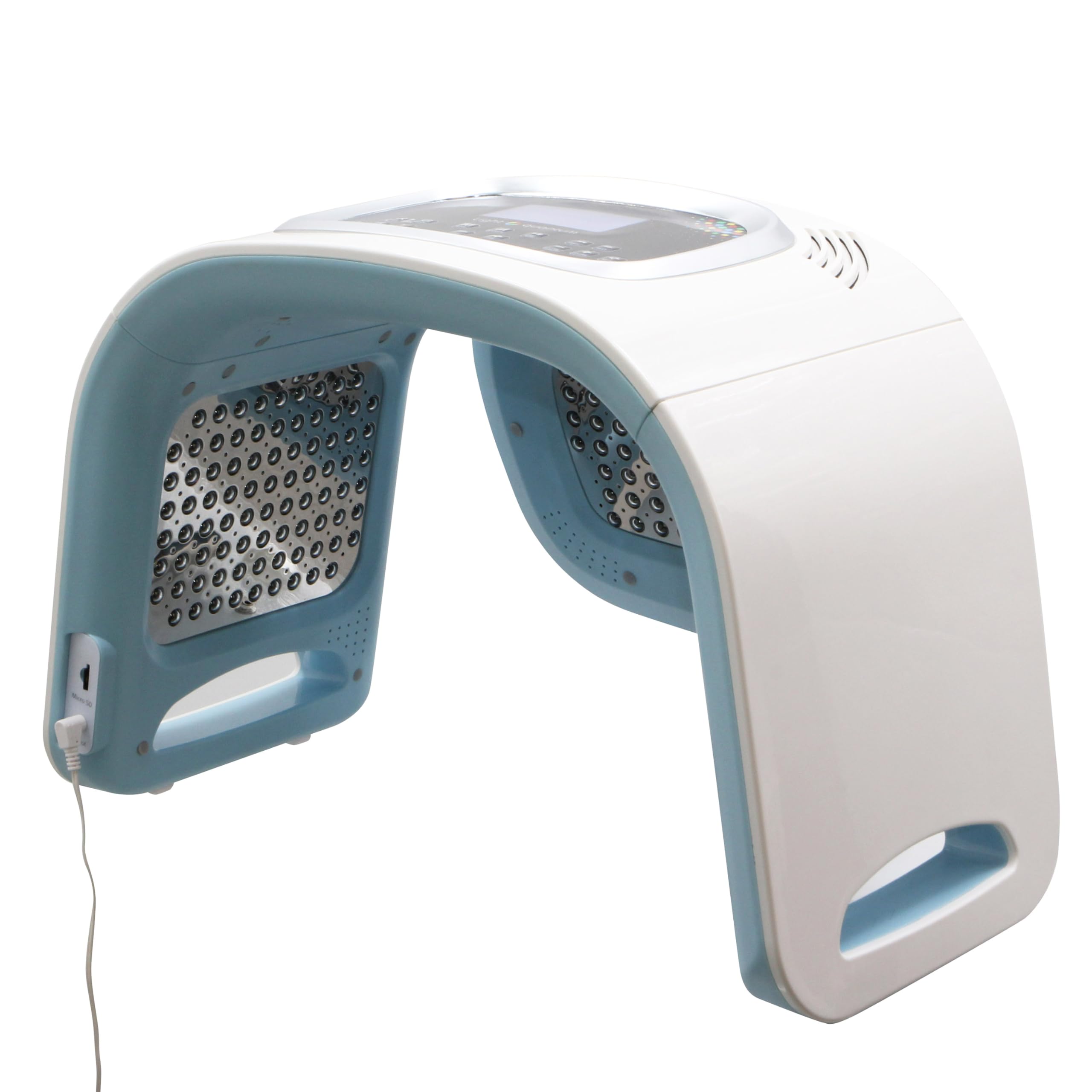 Elitzia Maschera per viso e testa a luce rossa per la cura del viso e della testa, 4 colori, maschera con fotoni a LED, maschera elettronica, per ringiovanimento della pelle, ringiovanimento, crescita