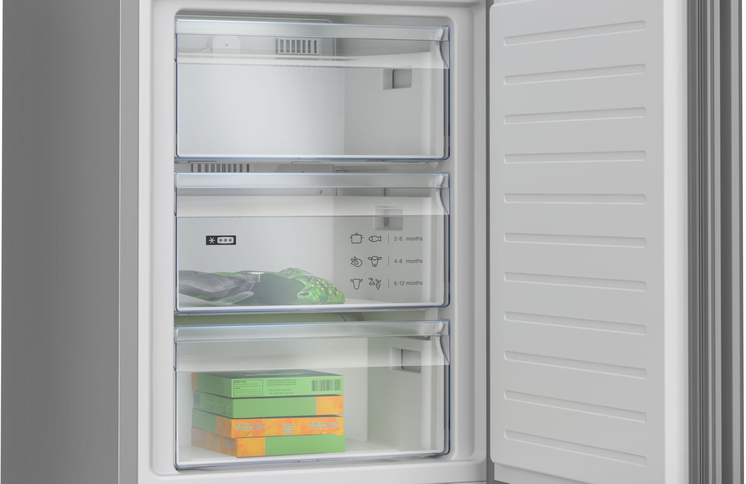 Balay, Frigorífico combinado, Serie Cristal, NoFrost, blanco, 3KFD655BI | Frutas y verduras frescas en el cajón ExtraFresh; carnes y pescados, en el ExtraCold.