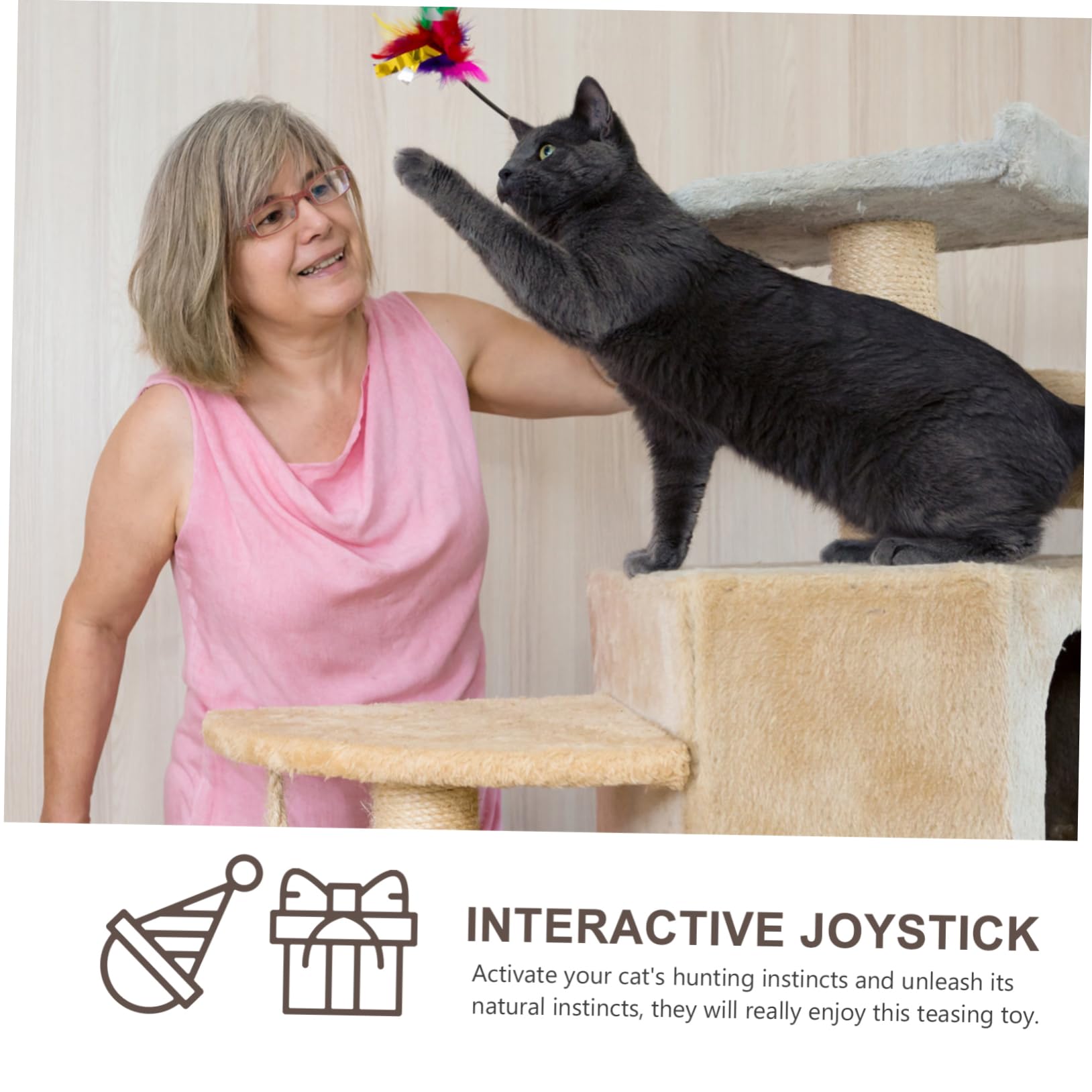VANZACK 18pièces Kit De à Teaser Peluche pour Chat Jouets Interactifs avec Ventouse Bâtonnets Amusants pour Autoplay Et Détente des Chats