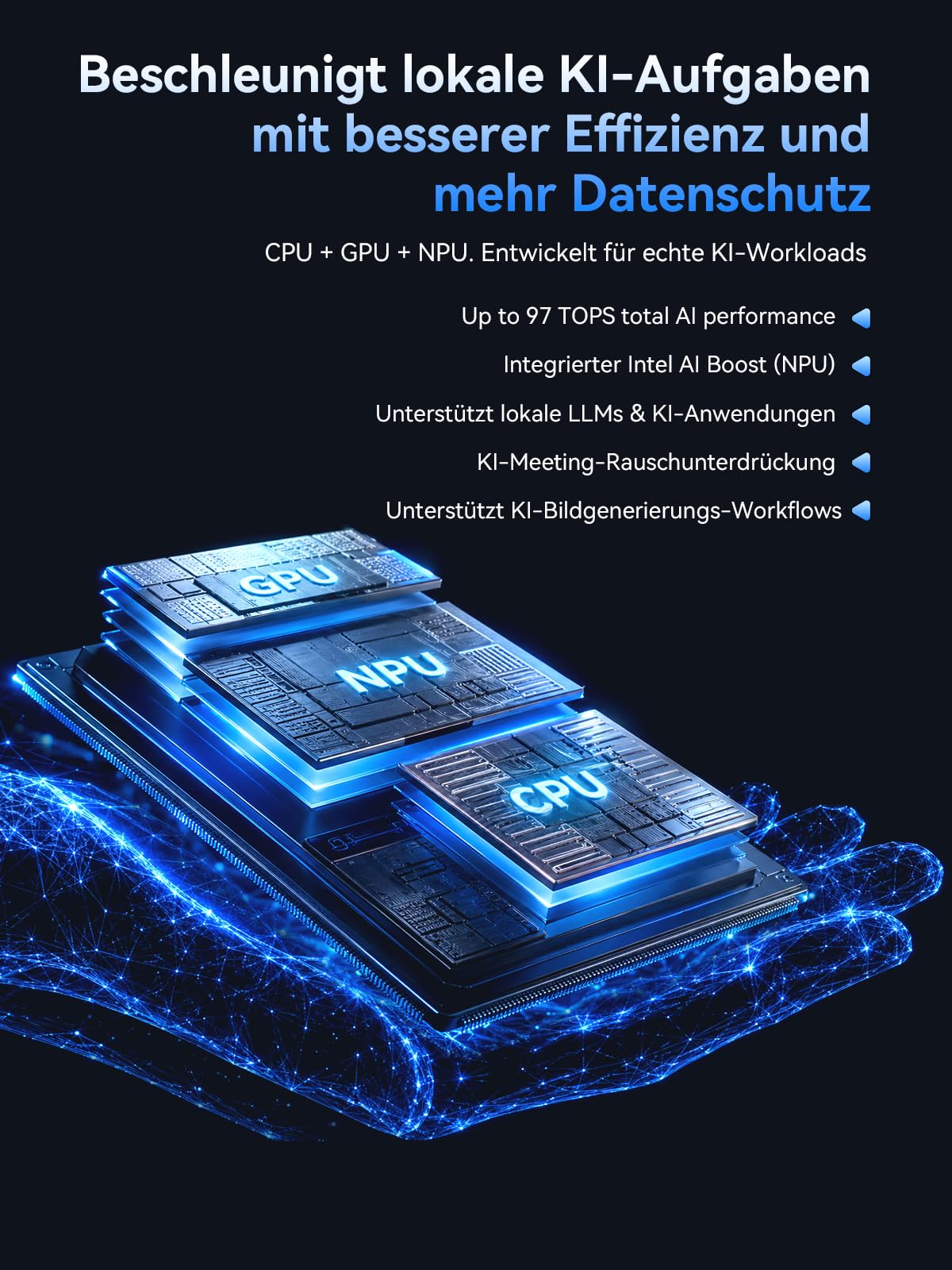 GMKtec K17 AI Mini PC, Intel Core Ultra 5 226V (bis zu 4,5 GHz), 16 GB LPDDR5X 8533 MT/s, 512GB PCIe 4.0 SSD, 97 Tops AI, Intel Arc 130V, Dual M.2 (Gen5+Gen4), USB4, 8K Triple Display, WiFi 6E