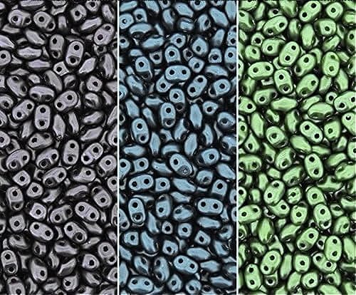 Checa Miniduo Bundle3colores dos abalorio Mini Duo 2x 4mm oscuro pastel Combo 24gramos en total