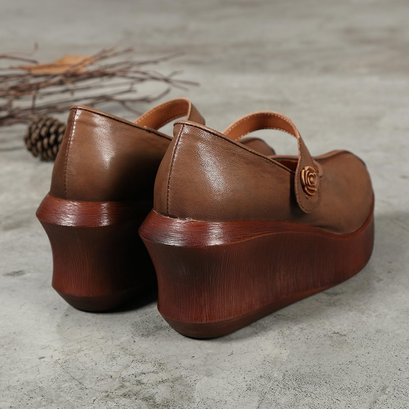 Zapatos Mary Jane Cuero Mujer Casual cuña | viajes de vacaciones, paseos campestres, ocasiones de compras, conjuntos diarios, forma de punta clásica