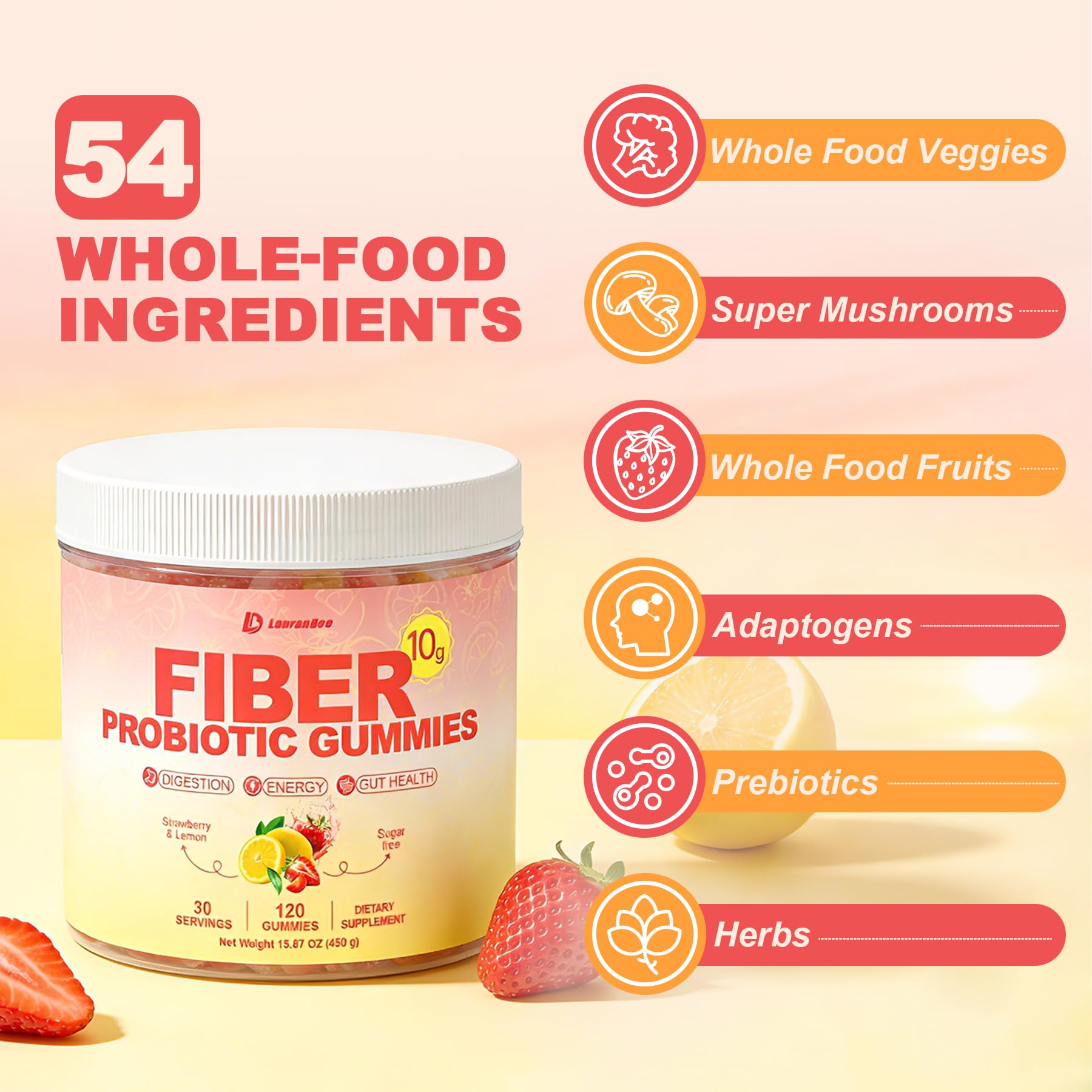 10g Fiber Gummies for Adults & Women Sugar Free High Fiber Supplement — Amazon image 6