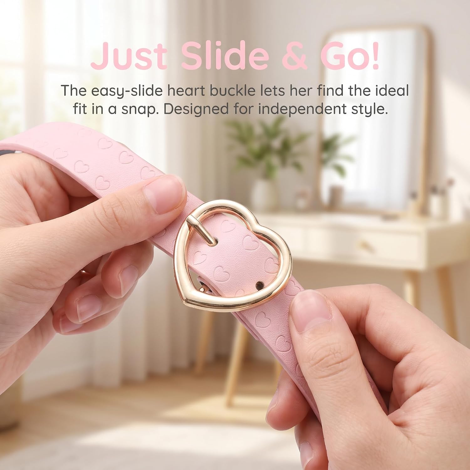Kids Girls Belt,4 Pack Heart Buckle Girls Belts Gift Box,1″ image 4