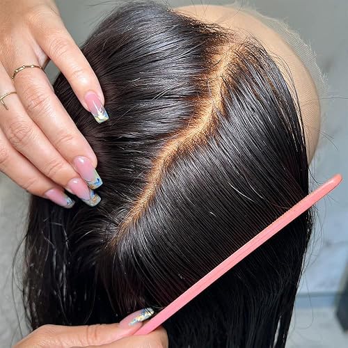 360 Full Lace Front Wigs Human Hair Glueless Lace Front Wigs Pre Bleached Pre Plucked 180% Density Straight Invisible HD 360 Lace Front Wigs Human Hair With Adjustable Band (18inches)