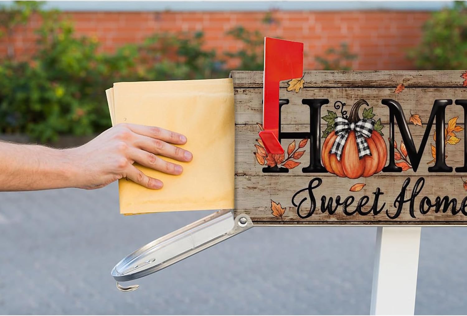 Fall Mailbox Covers Farmhouse Wood Grain Pumpkin Letter Box Cove Magnetic Waterproof Mail Wraps for Outdoor Yard Garden Standard Mailbox Fall Thanksgiving Decor-21 x18