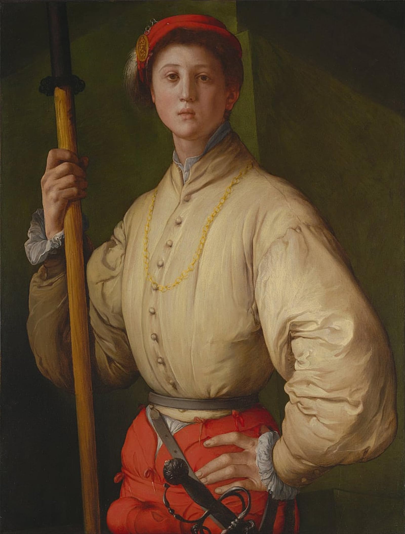 SERENDIPITP Vintage Picture Print on Canvas Wall Art Poster Portrait of a Halberdier Francesco Guardi by Jacopo Pontormo Artwork Print Poster for Wall Decor 60x90cm