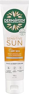 DermaVeen Sensitive Sun SPF 50+ Moisturising UVB + UVA Sunscreen Face & Body Cream 100g With Natural Colloidal Oatmeal| 4 ...