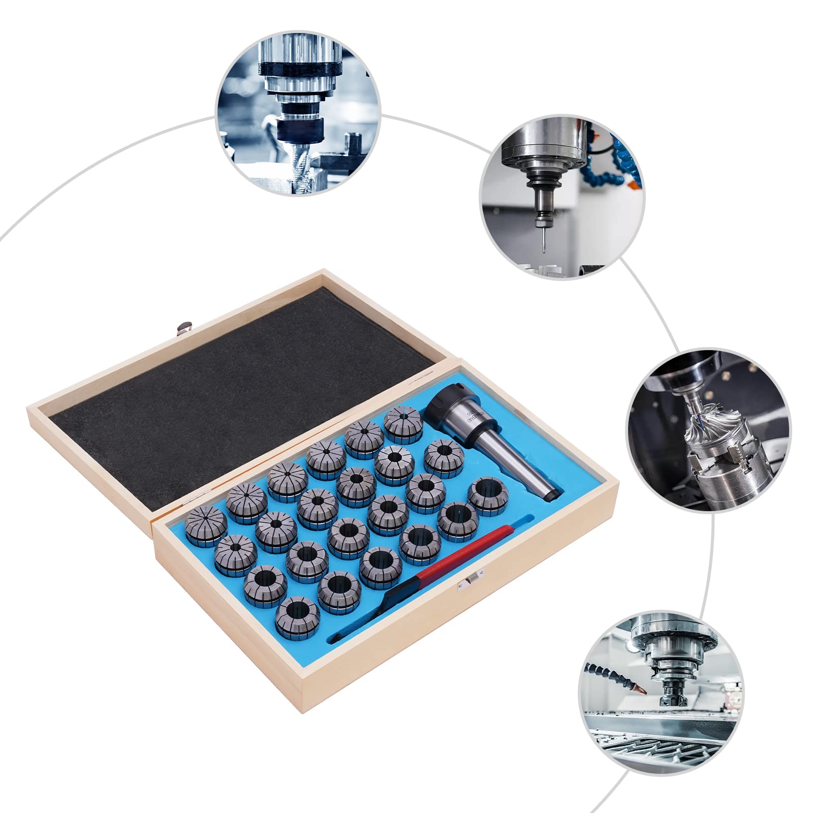 4-26mm Spannzangen Set, 23-tlg ER40 MK4/MT4 M16 Spannzangenfutter Futter Spannzange Chuck Satz mit Schraubenschlüssel und Griffkörper Für Fräsen Drehmaschine CNC Graviermaschinen