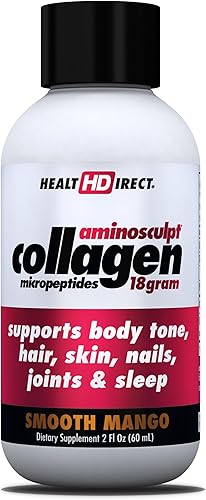 Health Direct - Péptidos de colágeno líquido original de 18000000 MCG para cabello piel uñas 2 onzas líquidas suministro de 12 días sin azúcar mango