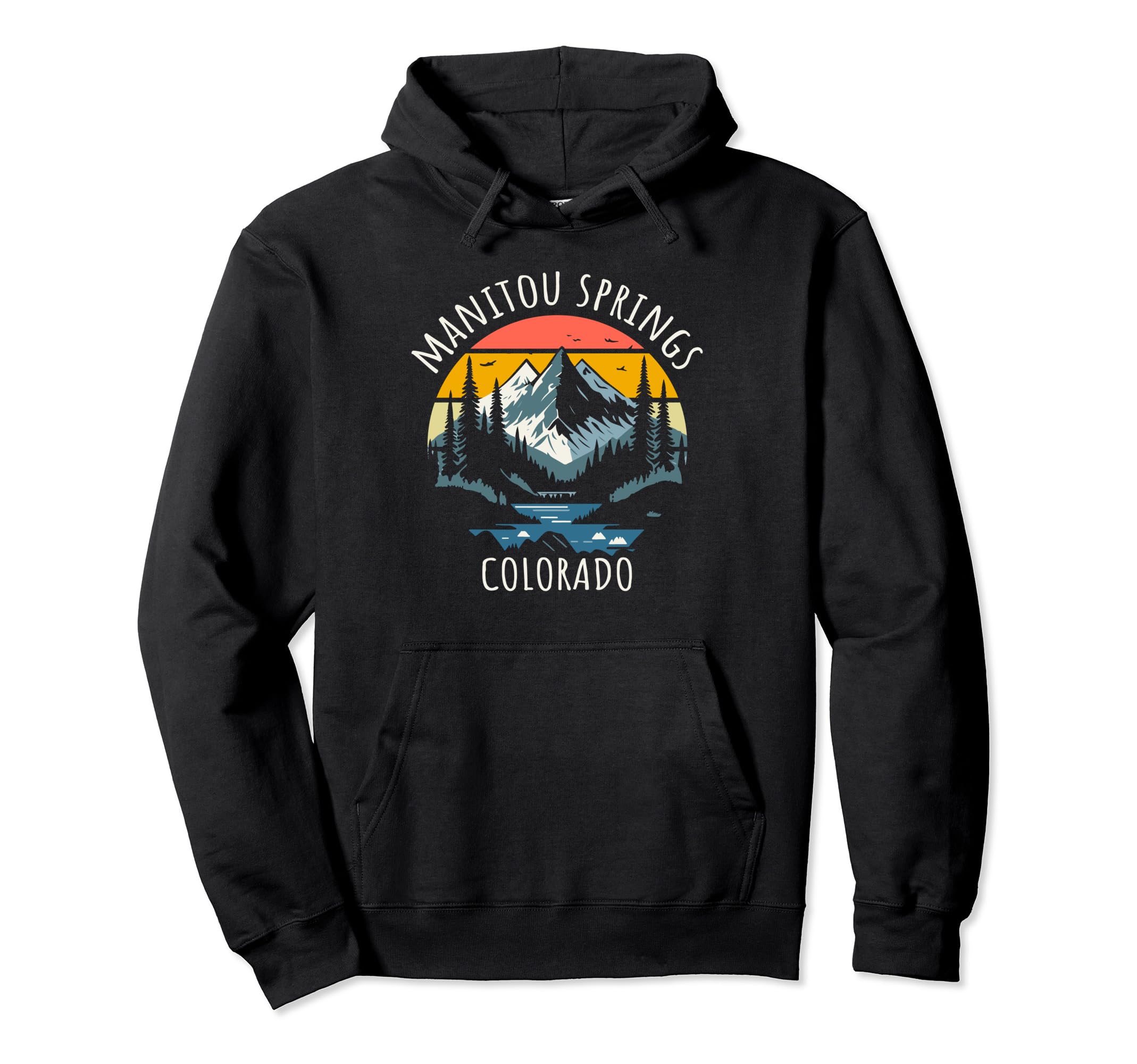 Manitou Springs Colorado USA Retro Mountain Design Pullover Hoodie