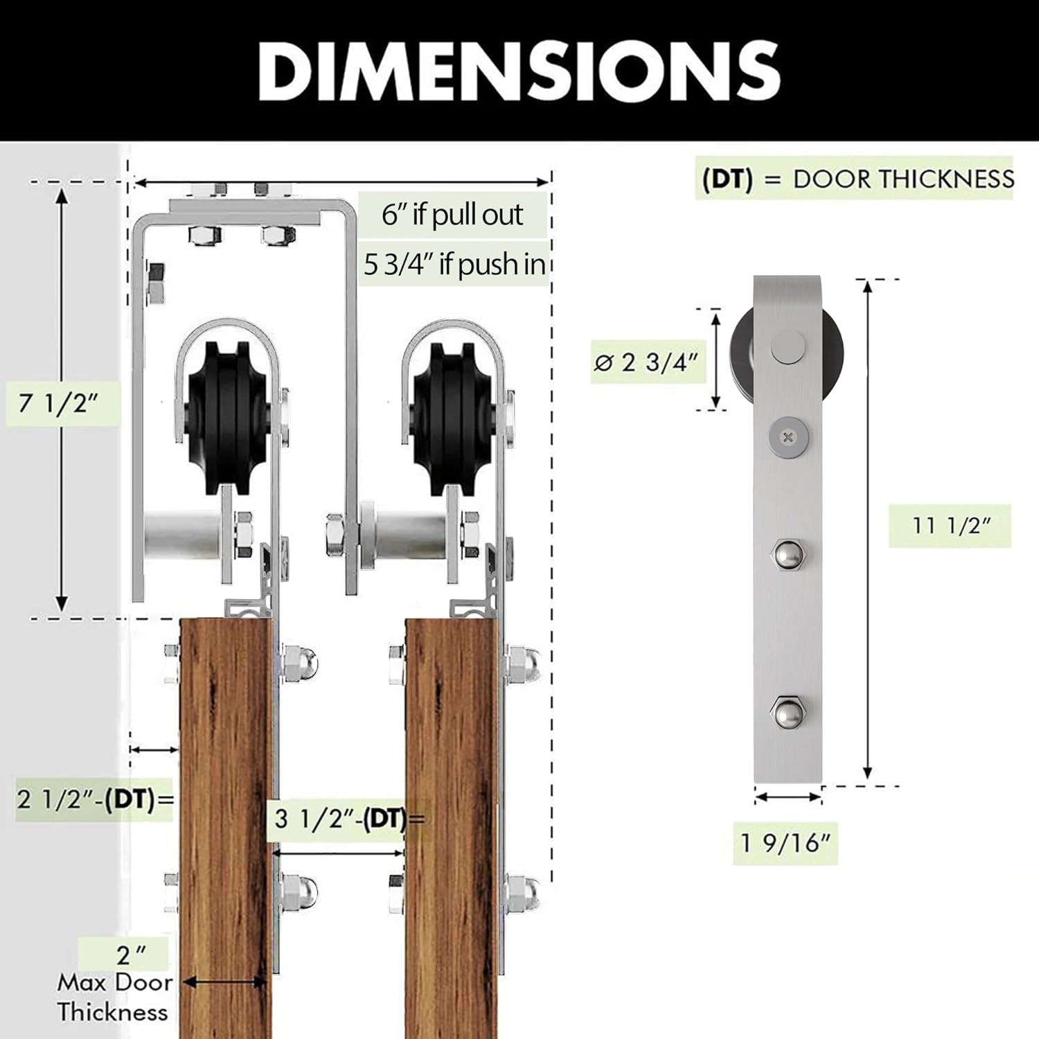 Brushed Nickel Double Track Bypass Sliding Barn Door Kit