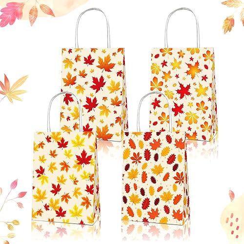 12 bolsas de regalo de otoño para fiesta de Acción de Gracias, hojas de arce naranja de otoño, bolsas de comestibles, bolsas de papel de Acción de disponible en Yaxa Colombia