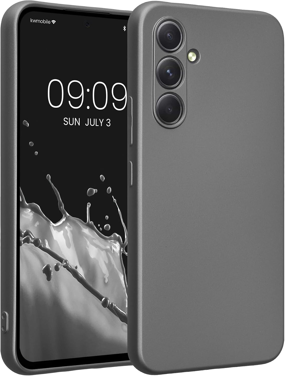 kwmobile Case Compatible with Samsung Galaxy A54 5G Case -Soft TPU Back Phone Cover - with Metallic Look - Metallic Grey