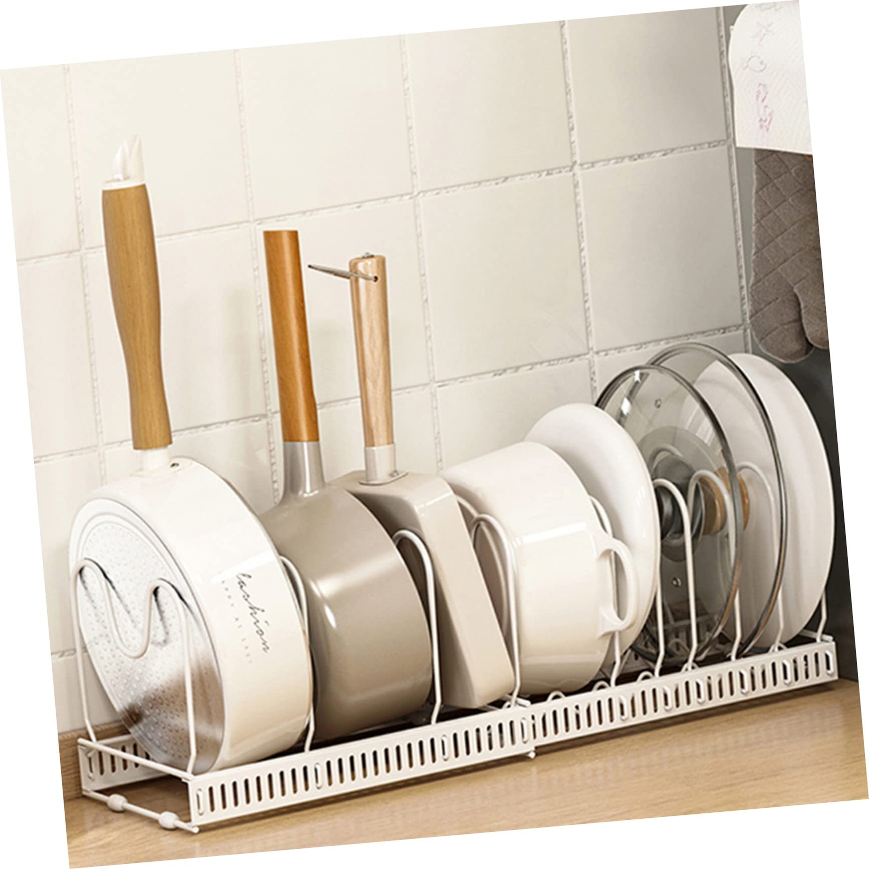 Rejilla Telescópica Para Tapas De Ollas Soporte Metálico Sin Perforaciones Bandeja Para Guardar Tapas De Ollas Cocina