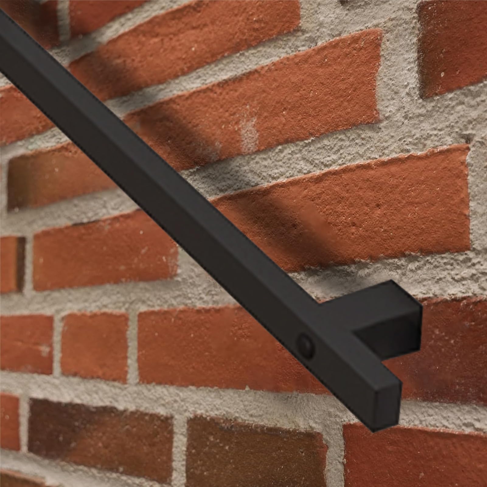 Renmlion Outdoor Grab Rail｜Black Wrought Iron Banister Hand Rail Stair Railing - Complete Kit Non-Slip Staircase Handrail Safety Grab Bar Wall Mount Support Rod(2ft/60cm)