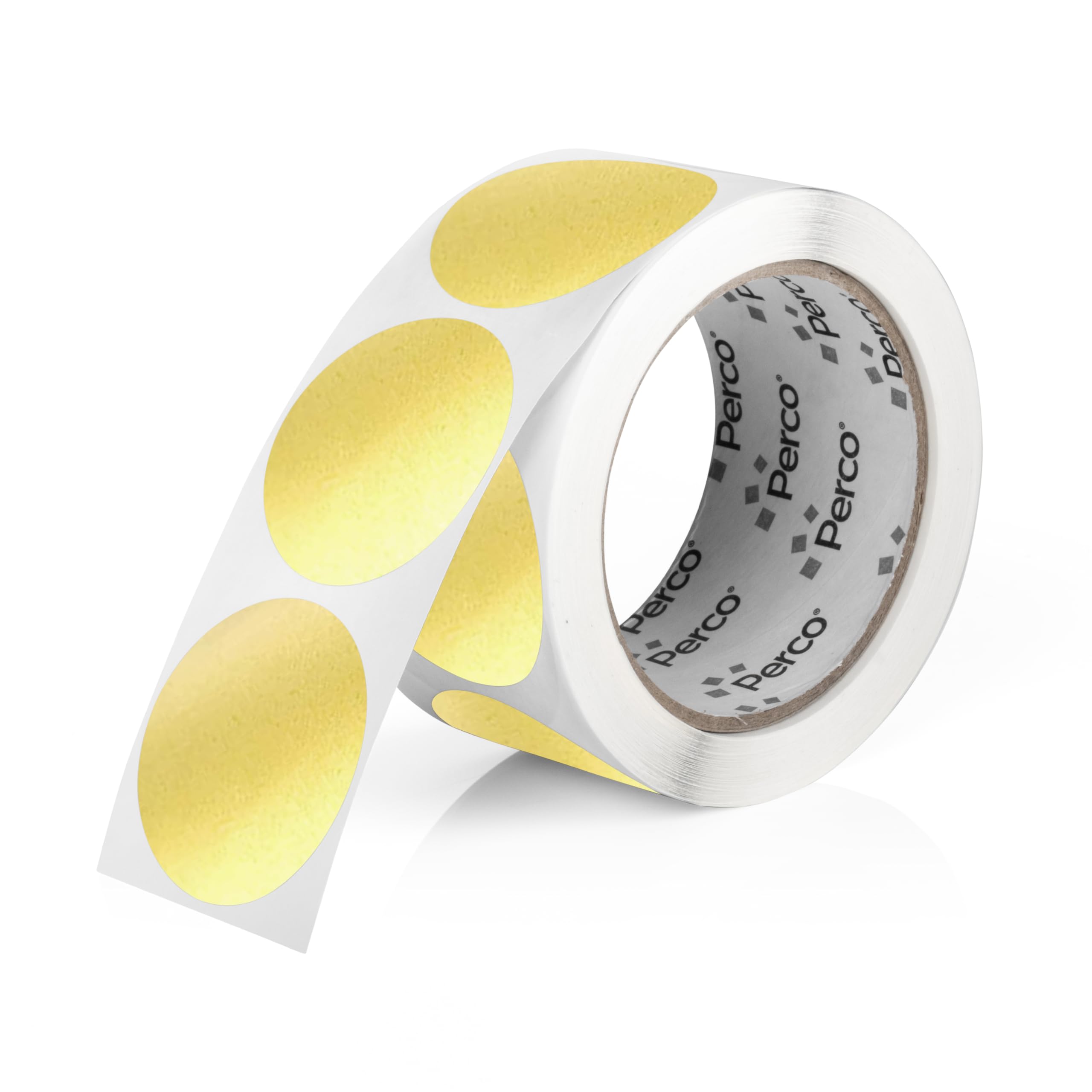 Perco Gold 2-Inch Round Circle Dot Sticker Labels with Permanent Adhesive for Wedding Invitations - 500 Labels per Roll - Vibrant Colors, Strong