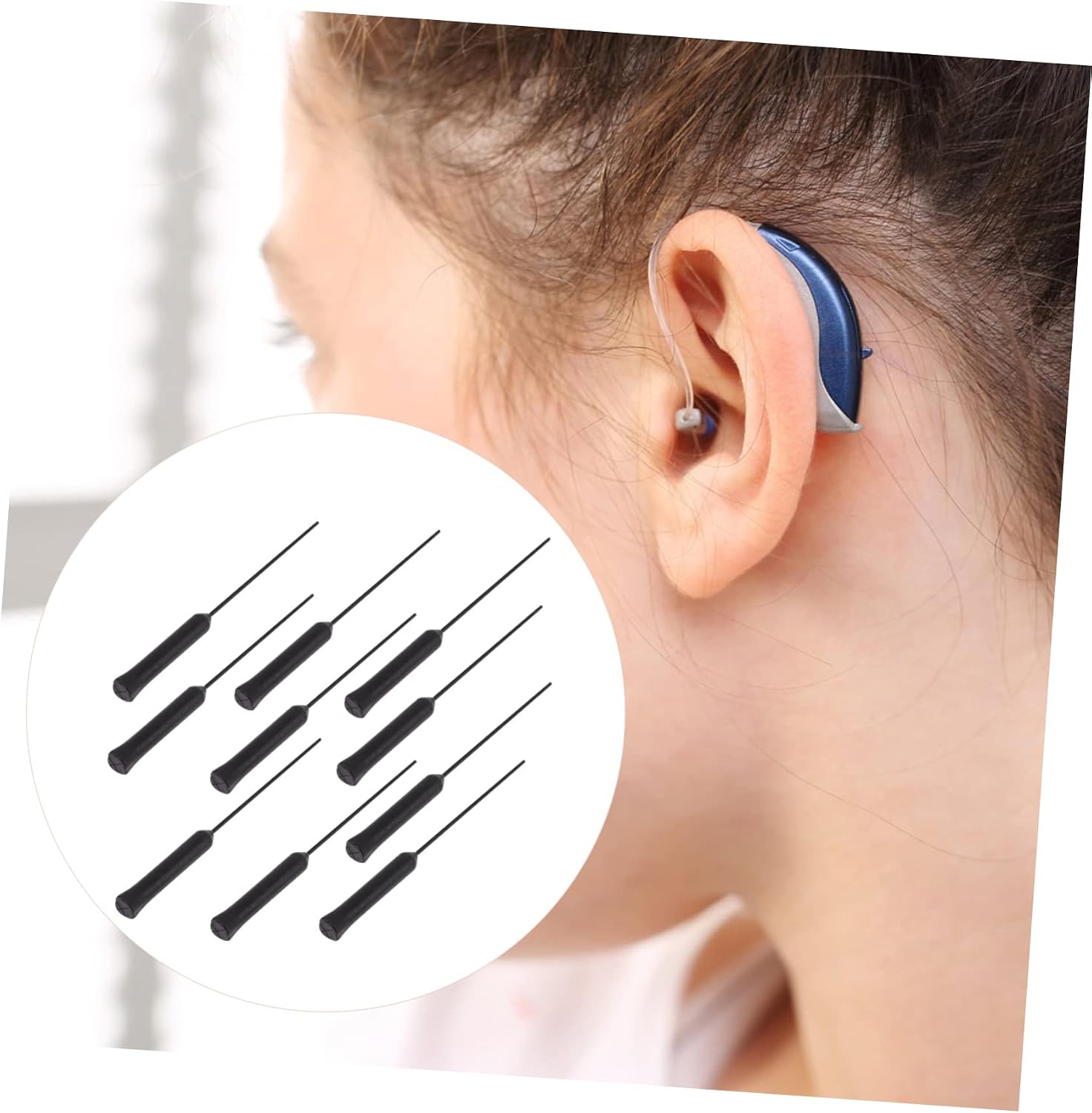 Beavorty 10Pcs Cleaning Rods Accessories Cleaning Tools for Ear Amplifiers Efficient Cerumen Removal Convenient Portable Design