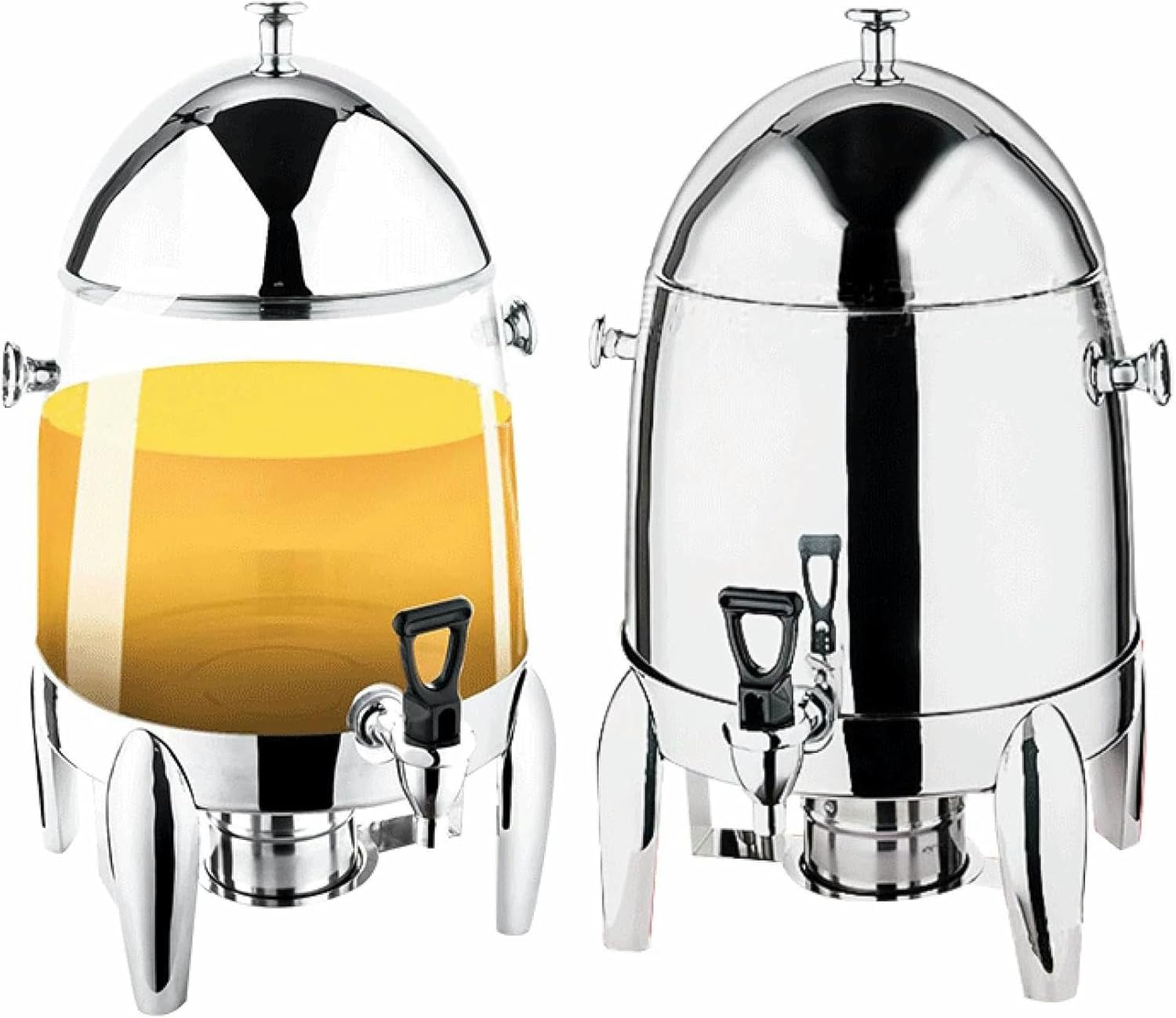 2 Pack Stainless Steel Hot Beverage Dispenser Heavy-Duty Chafer Coffee Urn with Fuel Holders and Leak Free Faucet for Restaurants, Buffets, 12L Large Capacity,Stainless Steel Bucket