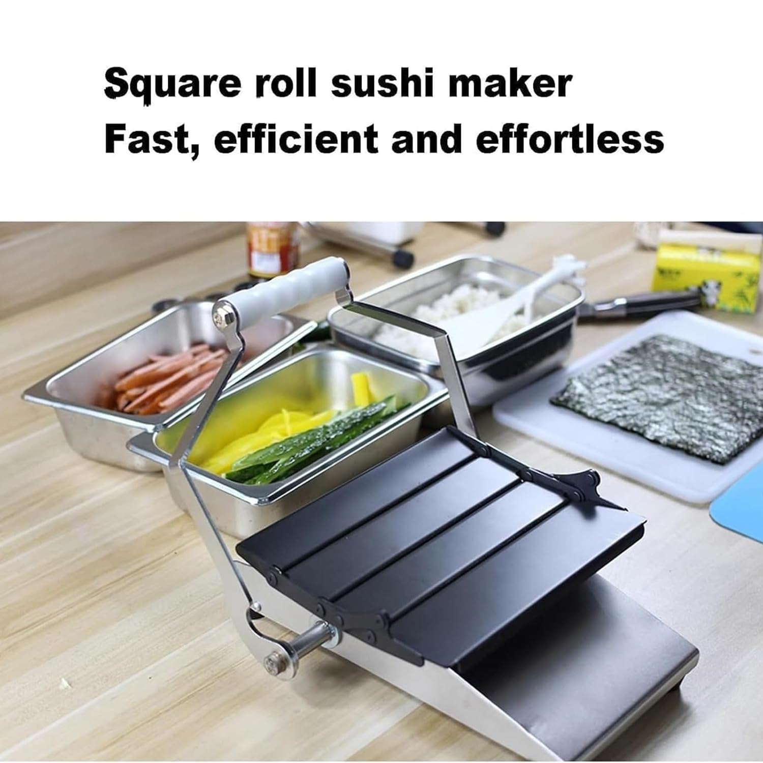 Sushi-Rollenherstellungsmaschine, Edelstahl, quadratisch, Schablonengröße 35/45 mm, ideal für Cafeteria, Anfänger, Heimwerker, Kinder-Lunch-Bento