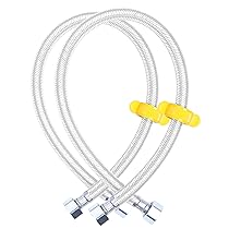Buildskill 24-inch Multipurpose Connection Pipe, Grade 304 Stainless Steel Braded For Hot And Cold Water/Geyser Connection/Basin Mixer Connection Pipe (Pack of 2)
