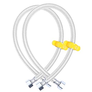 Buildskill 24-inch Multipurpose Connection Pipe, Grade 304 Stainless Steel Braded For Hot And Cold Water/Geyser Connection/Basin Mixer Connection Pipe (Pack of 2)